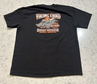 Harley Davidson Viking Land Brainerd MN T Shirt Mens XL Black Graphic Tee