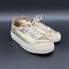 Sam Edelman Poppy Lace Up Sneaker Soft Silver Leather Girls 11 Minimalist