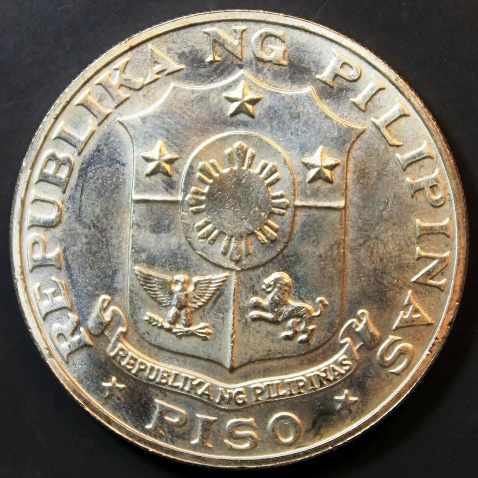 1969 PHILIPPINES - PISO - EMILIO AGUINALDO - .900 BU PROOF LIKE SILVER - 3/4 Oz - Image 2 of 4