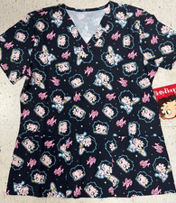 Betty Boop Women's Scrub Top Hospital Scrubs Uniform With Pockets