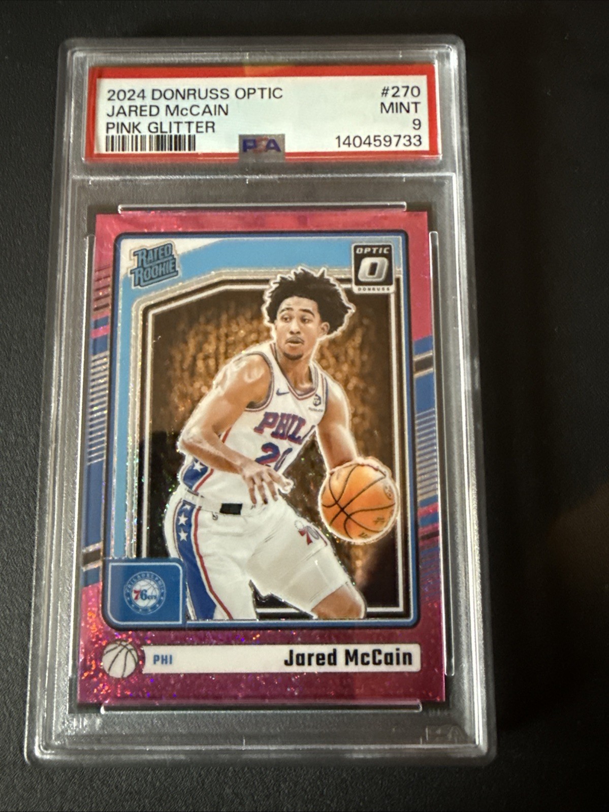2024 PANINI DONRUSS OPTIC | PINK GLITTER 149/275 JARED McCAIN #270 PSA 9