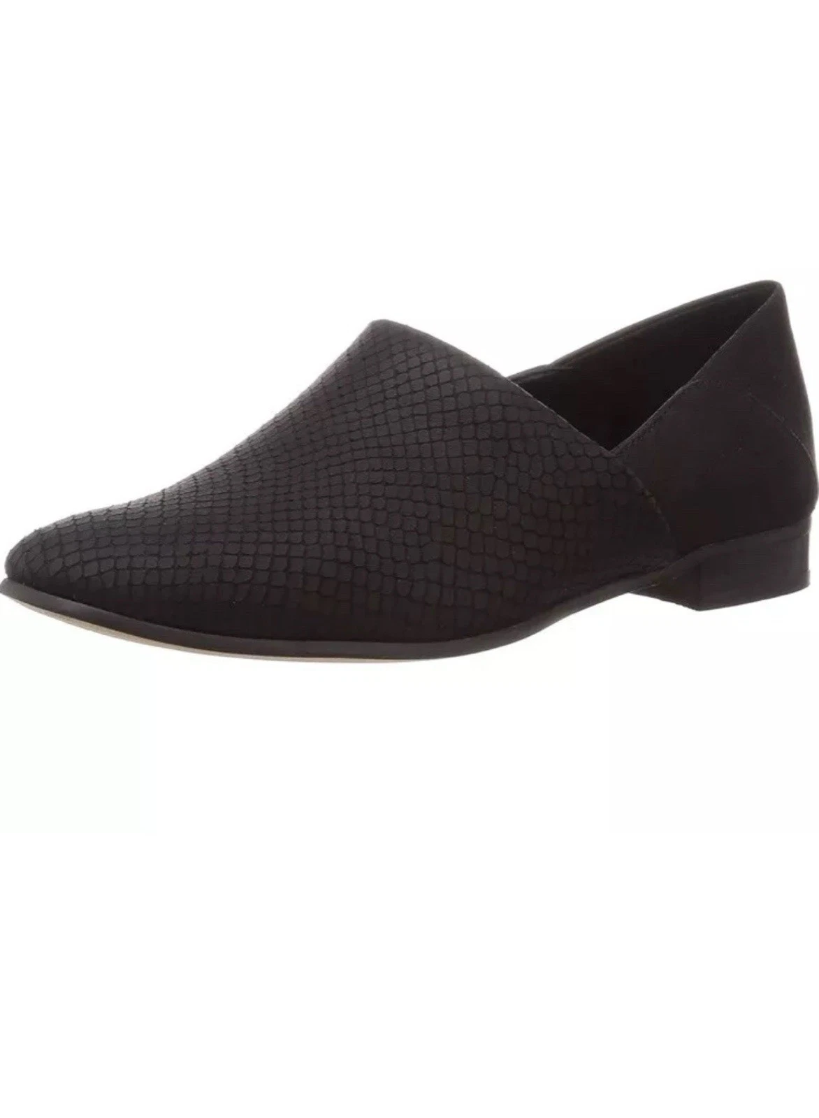 Clarks scarpa donna mocassini tono puro nero pelle di serpente UK 6 D