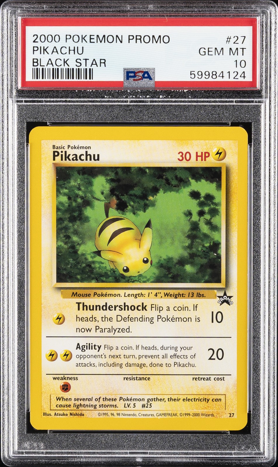 2000 POKEMON PROMO BLACK STAR #27 PIKACHU PSA 10