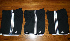 Boy's Lot of 3 Black Adidas 3 Stripes Athletic Soccer Shorts Size Large