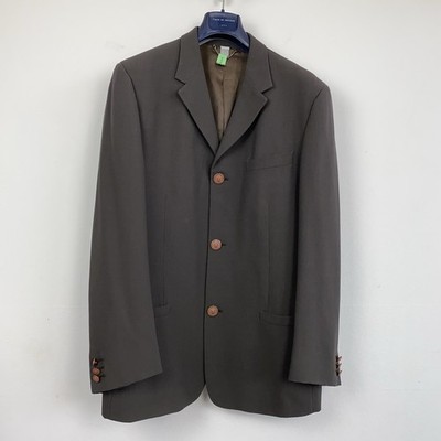 Vintage Istante By Versace Wolle Sakko Herren Gr. 50 80er 3 Logo Knöpfe Grün #HH