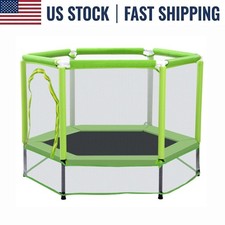 55" Kids Trampoline with Safety Enclosure Net  Balls Indoor Outdoor Toddler Toy