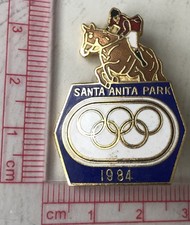 Vintage 1984 Olympic Equestrian Santa Anita Park Pin Badge Show Jumping Event