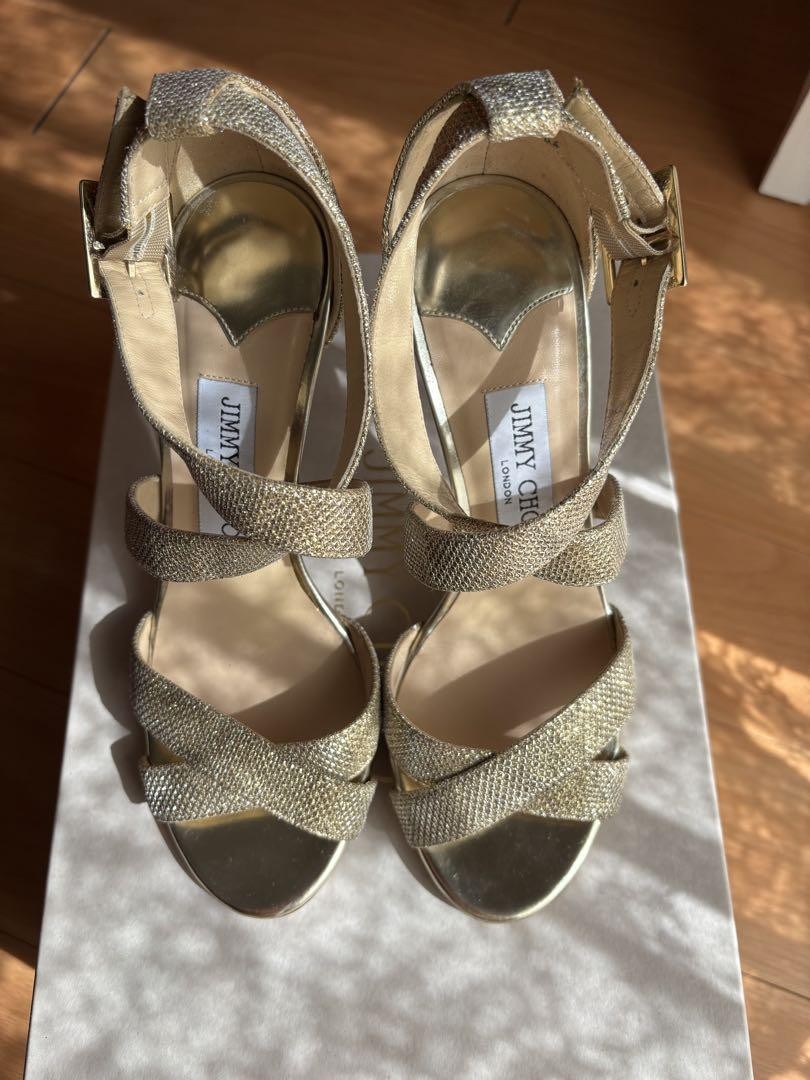 APL Jimmy Choo Mules sandali tacco glitter oro EU36 5 US6 5 69291c