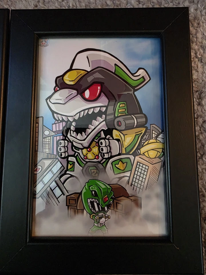 Bun Leung Art 4x6 enmarcado. Power Rangers. Megazord Dragonzord White Tigerzord Foto 3 de 4