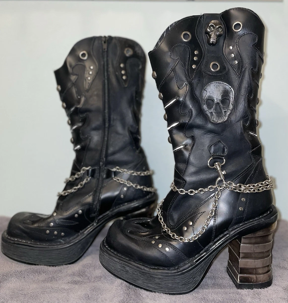 靴 NewRock leather boots grunge size 38 y2k New Rock Women's Boots for sale - eBay