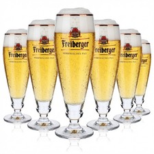 6x Freiberger Bier Glas Biergläser Pokalglas 0,4l Exklusivglas Sahm