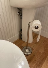 Freestanding Brushed Nickel Metal Toilet Paper Stand Modern Bathroom Holder