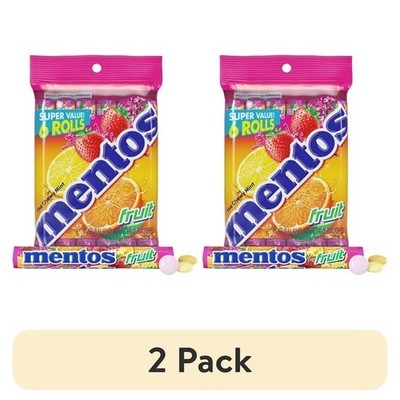 Mentos Assorted Fruit Chewy Mint Candy Rolls 1.32 oz 6 Rolls Party Pack 2 Pack