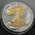 2000 Gold Gilded PROOF LIKE American Silver Eagle 1 oz Coin .999 FINE SILVER :