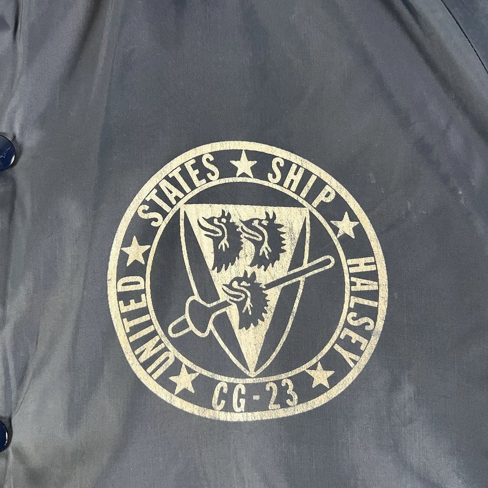 Chaqueta De Colección USS Halsey CG-23 Forrada De Piel Para Hombre Talla M Azul Marino Foto 2 de 4