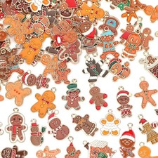 120 Gingerbread Man Charms Gold Enamel Christmas Themed Jewelry Supplies Bulk