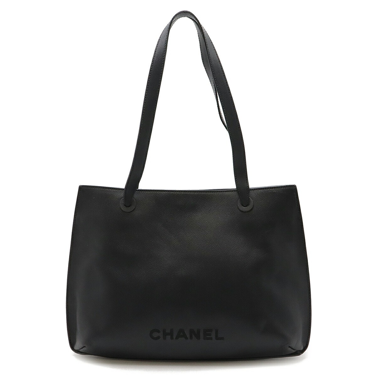 Chanel Black Leather Logo Tote Bag 40cm x 31cm Pre-Owned