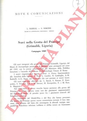 BARRAL L. - SIMONE S. - Ausgrabungen in der Höhle des Prinzen (Grimaldi, Ligurien) .
