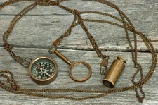 Set of 3 Brass Chain Keychains Heavy Duty Vintage Style Key Rings Classic Charm