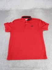 Under Armour Polo Shirt Mens Large Red Heat Gear Golf 