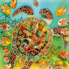 Bead Embroidery Kit Turtle Bead stitching Bead needlepoint DIY Abris Art
