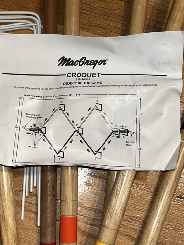 Set croquet in legno vintage, 6 lettori MacGregor. Palla nera mancante - Istruzioni - Foto 4 di 4