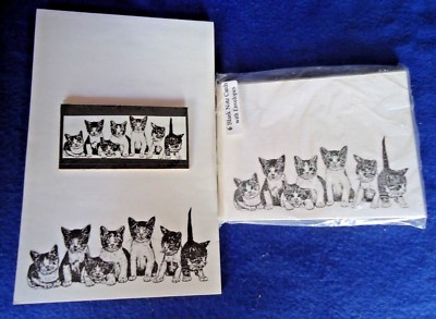 Kitty Litter Kittens 3 Piece Set-Notepad, 6 Blank Notecards and Magnet -New