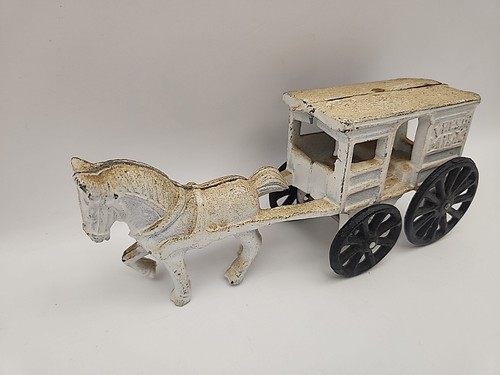 Vintage Cast Iron Horse And Milk Wagon - Picture 4 of 7