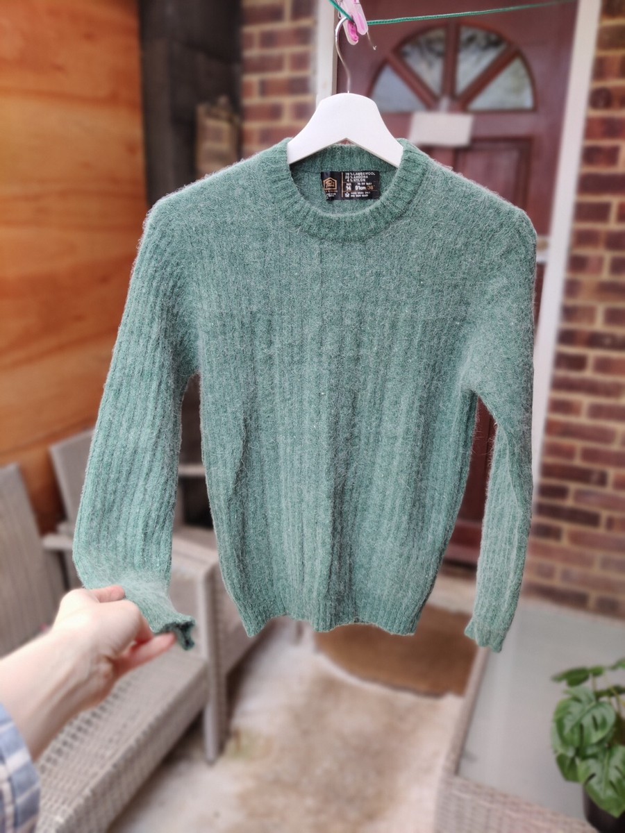 Vintage Prova cable knit womens green cozy rare jumper lambswool angora y2k  70s