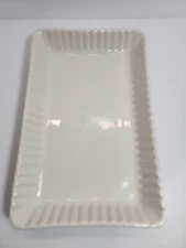 Longaberger Small White Ceramic Tray/Baking Pan Rectangular 8.75"x5.5" USA