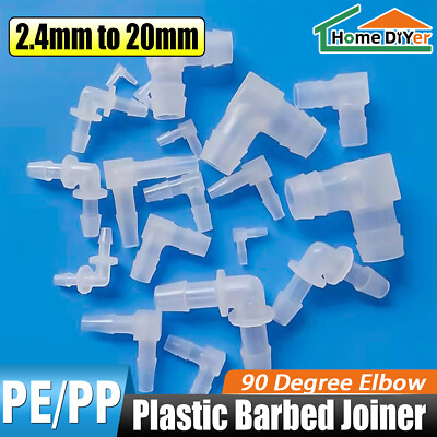 Plastic Barbed Joiner Reducer Connector For Pipe Hose Water 90 Degree Elbow