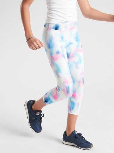 Athleta Girl Printed Chit Chat Capri Girls Legging Sz L /12 - Picture 2 of 7