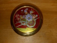 Vintage The Art Of Chokin Flowers in cart Trinket Box with Lid Edged In 24K Gold