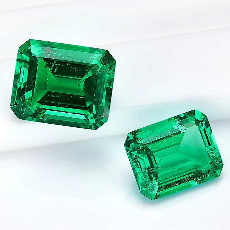 AGL Lab-Grown Colombian Emerald Emerald Cut Hand-Cut Ethical Gemstone Free Ship - Image 3 of 4