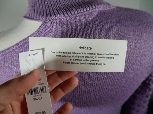 New York & Company Sweater Womens Small Purple Turtleneck One Shoulder Chain NWT - Picture 7 of 14