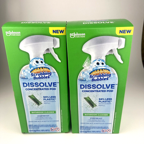 2 Scrubbing Bubble Dissolve Concentrated Pod Bathroom Cleaner Bottle Starter Kit