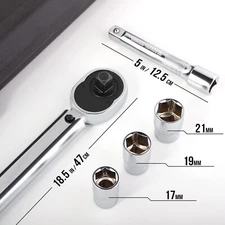 Torque Wrench Set 1/2 Inch Drive Click, 20-150 Ft.Lb/ 28-210 with 3 Sockets