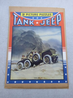 Super Jeep 2 Picture Puzzles Tank Jeep Super Jeep 927 Saalfield Co Sealed NOS