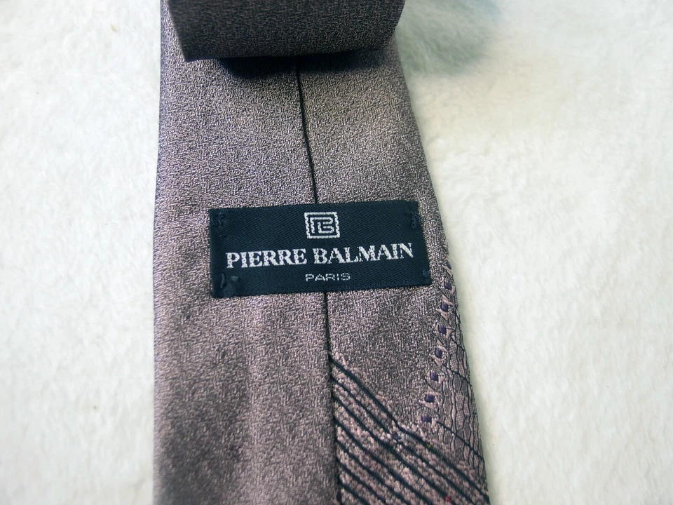 "Corbata Pierre Balmain Paris malva ciruela rayas texturizadas 59"" diseñador vintage" Foto 3 de 3