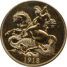 2018 GEORGE V PATINA SERIES GEORGE & DRAGON PATTERN CROWN GOLD COATED PROOF