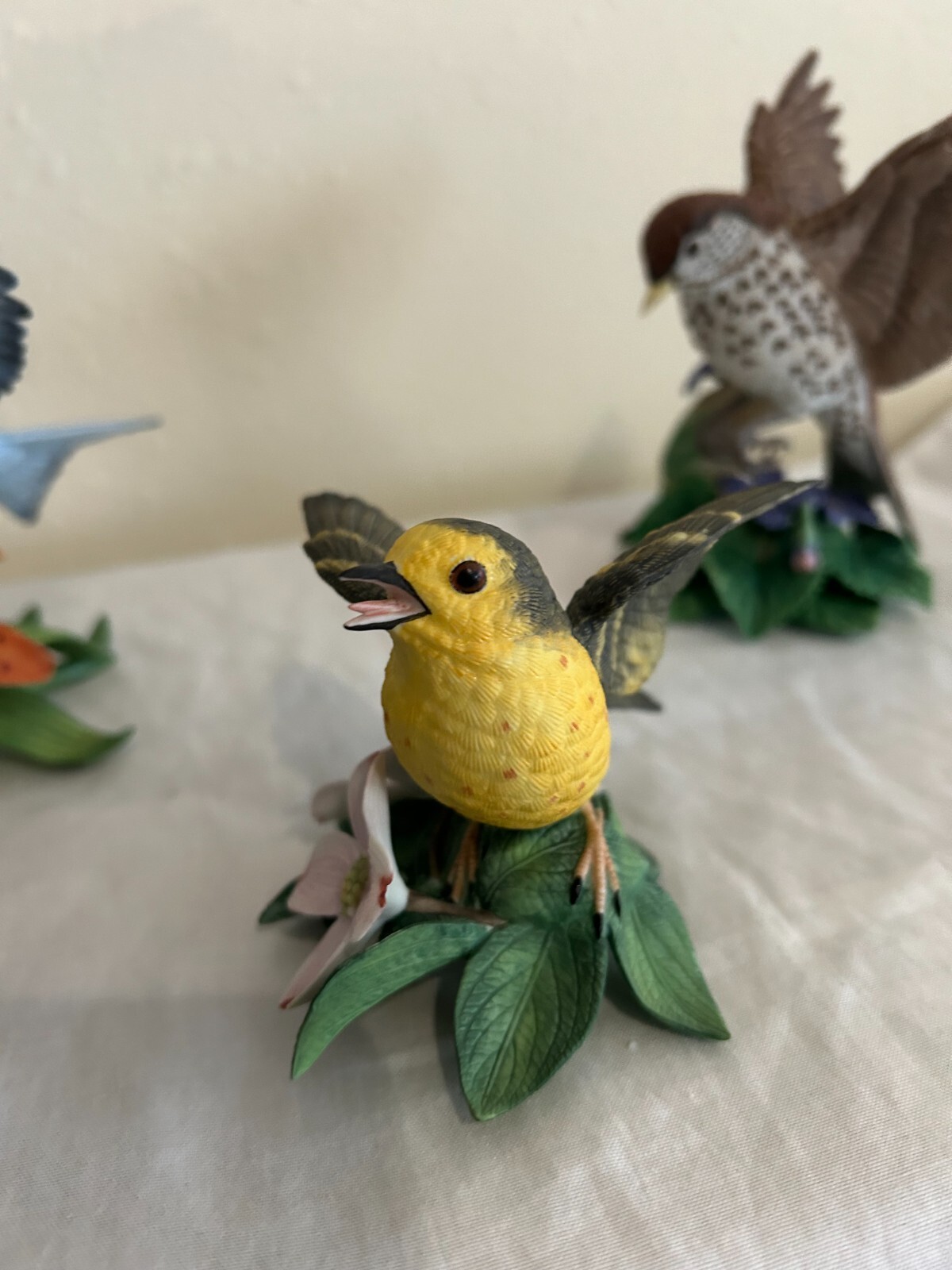 Lot Of 3 Lenox Porcelain Birds Yellow Warbler, Mountain Bluebird, Wood