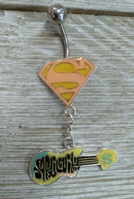  SUPER GIRL STEEL SILVER EMBLM SYMBOL 14 G BELLY RING DC COMIC