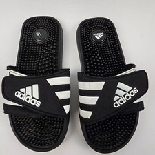 Adidas Slides Adissage Sandals Kids Youth Size 5 Adjustable Black White Summer