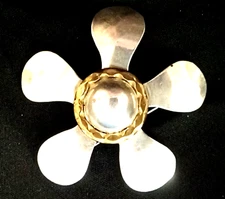 Taxco Sterling Silver and Brass Floral Brooch