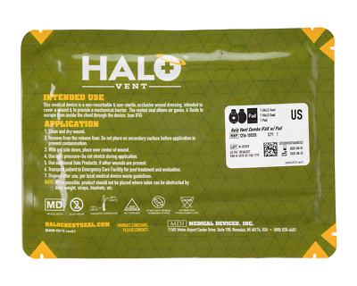 Halo Chest Seal and Vent Combo w/Absorbant Pad, Performance Occlusive Dressing