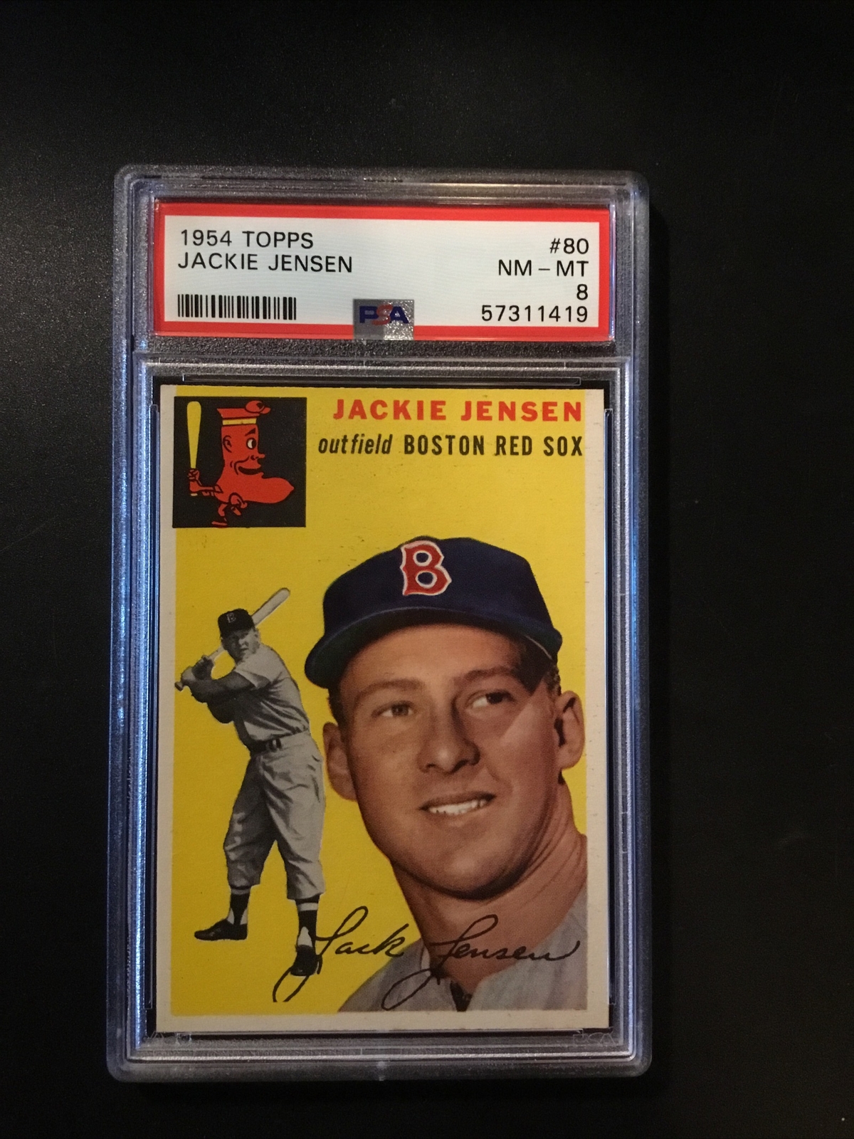 1954 Topps Jackie Jensen #80 PSA 8 NM-MT HIGH END