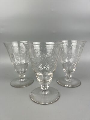 Set Of 3 Cut Glass Crystal Oyster Fruit Cocktail Glasses