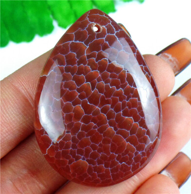 43x31x7mm Brown Red Dragon Veins Agate Teardrop Pendant Bead AD67681