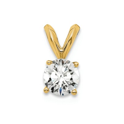 14K Gelbgold Laborgefertigter Diamant 1/3ctw. Runder VS/SI D E F Solitär Anhänger