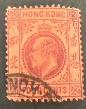 1904-06 Hong Kong KGV 4c Purple On Red FU SG78